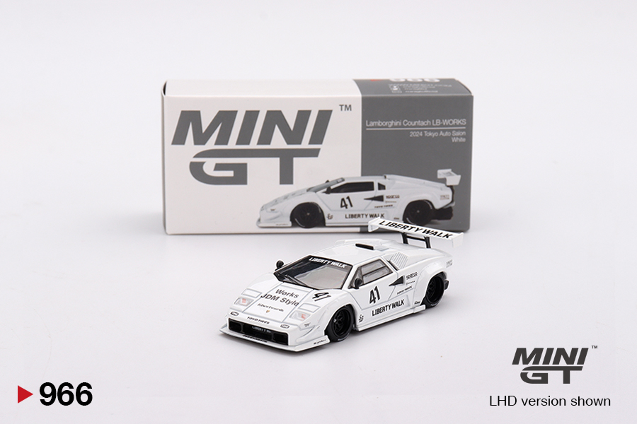 Truescale (TSM) Mini GT 966 1:64 Lamborghini Countach LB-WORKS White 2024 Tokyo Auto Salon