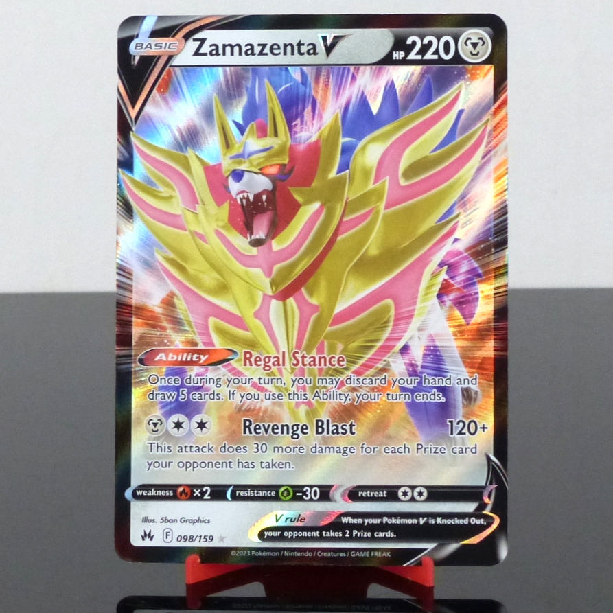 Pokémon 098/159 Zamazenta V - Holo - Crown Zenith - Sword & Shield - 2023