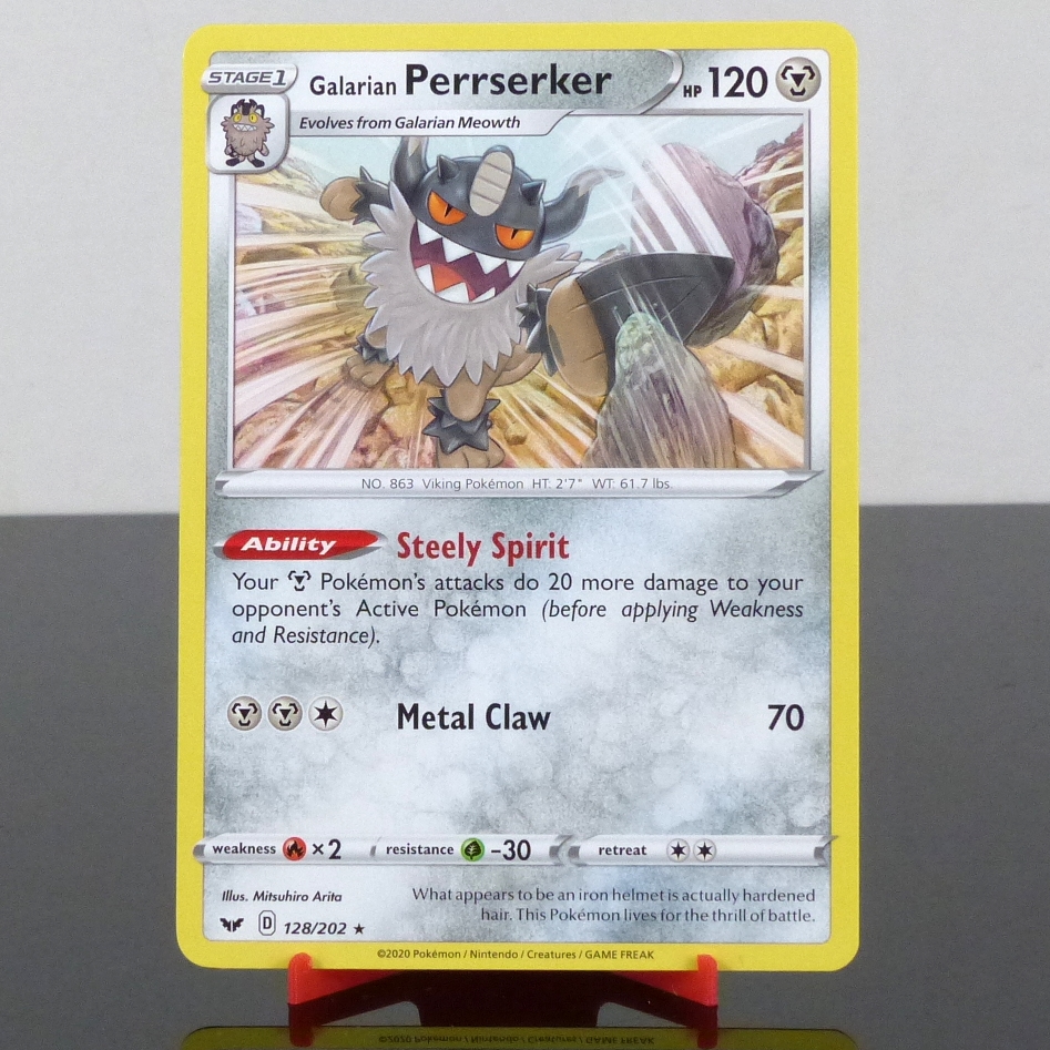Pokémon 128/202 Galarian Perrserker - Non Holo - Base Set - Sword & Shield - 2020