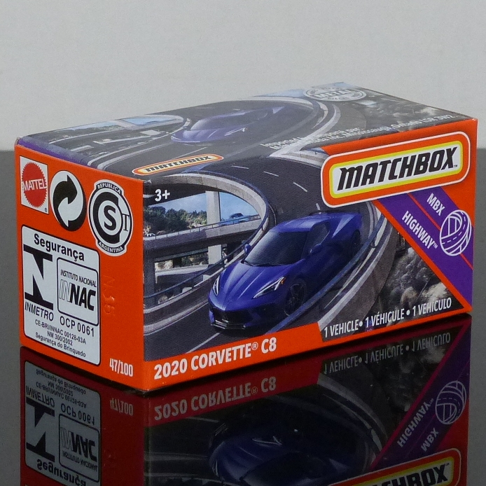 Matchbox 2020 Power Grabs 47/100 2020 Chevrolet Corvette C8 blue BOXED SEALED