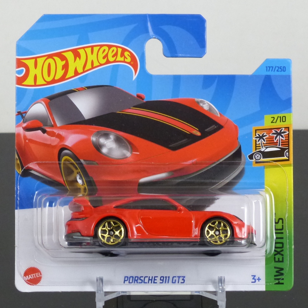 Hot Wheels Mainline 2023 177/250 Porsche 911 GT3 Red & black SHORT CARD SEALED