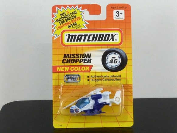 Matchbox International MI 153 MB-46 Mission Helicopter white Police USA export version (Thailand) SEALED