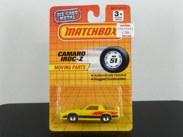 Matchbox International MI 164 MB-51 Chevrolet Camaro Iroc Z yellow USA export version (Thailand) SEALED