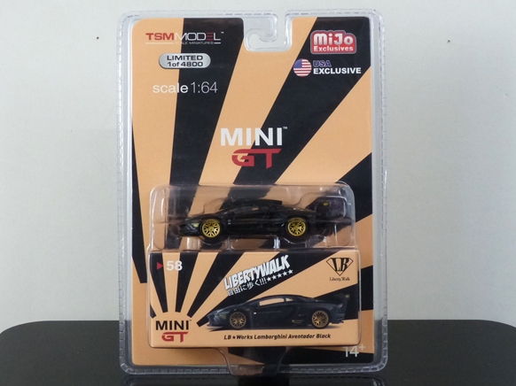 Truescale (TSM) Mini GT 058-MJ 1:64 Lamborghini Aventador LB Works black MIJO USA