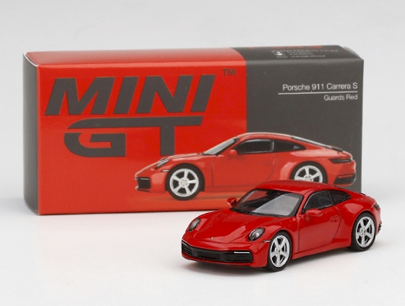 Truescale (TSM) Mini GT 283-R 1:64 Porsche 911 (992) Carrera S Guards Red