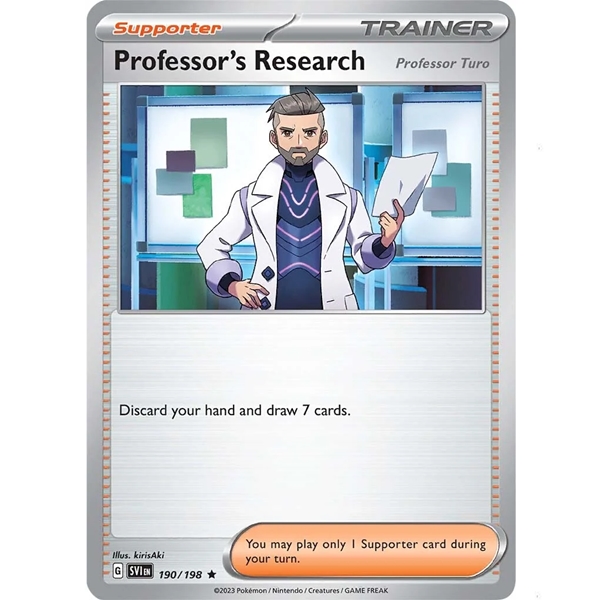 Pokémon 190/198 Professor’s Research – Professor Turo - Trainer Supporter - Non Holo Deck Exclusive - Base Set - Scarlet & Violet - 2023