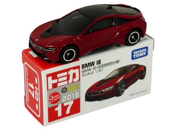 Tomica 017 BMW i8 "Japanese First Edition" red & black "NEW 2016" BOXED SEALED