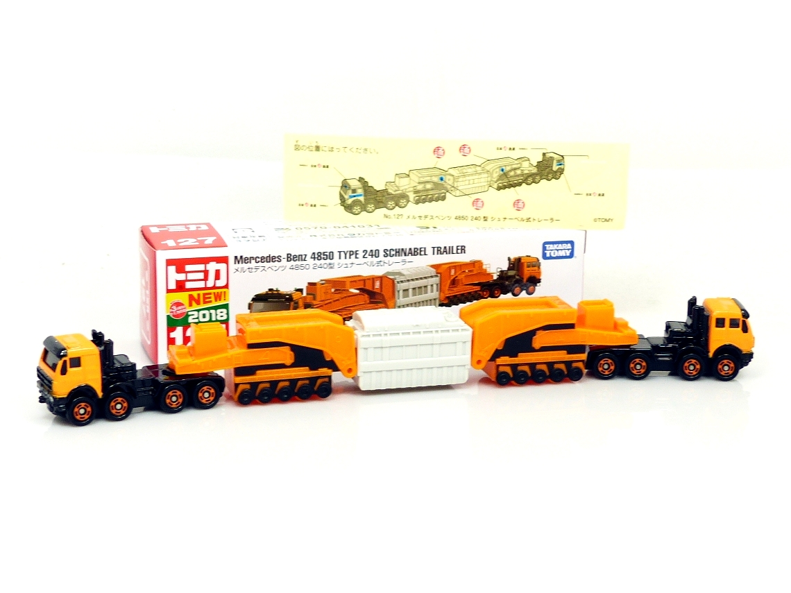 Tomica 127 Mercedes-Benz 4850 & 240 type Schnabel trailer "New 2018" BOXED SEALED